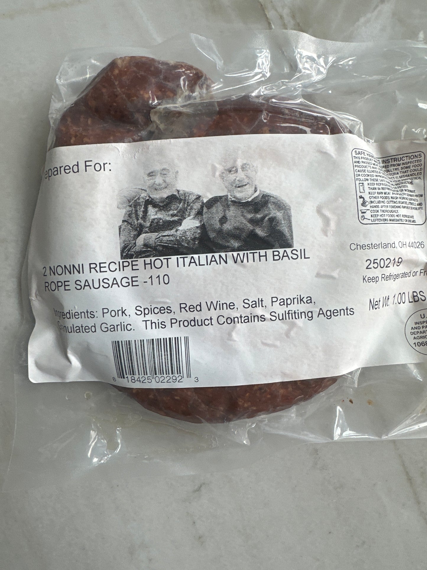 Hot Italian Sausage with BASIL