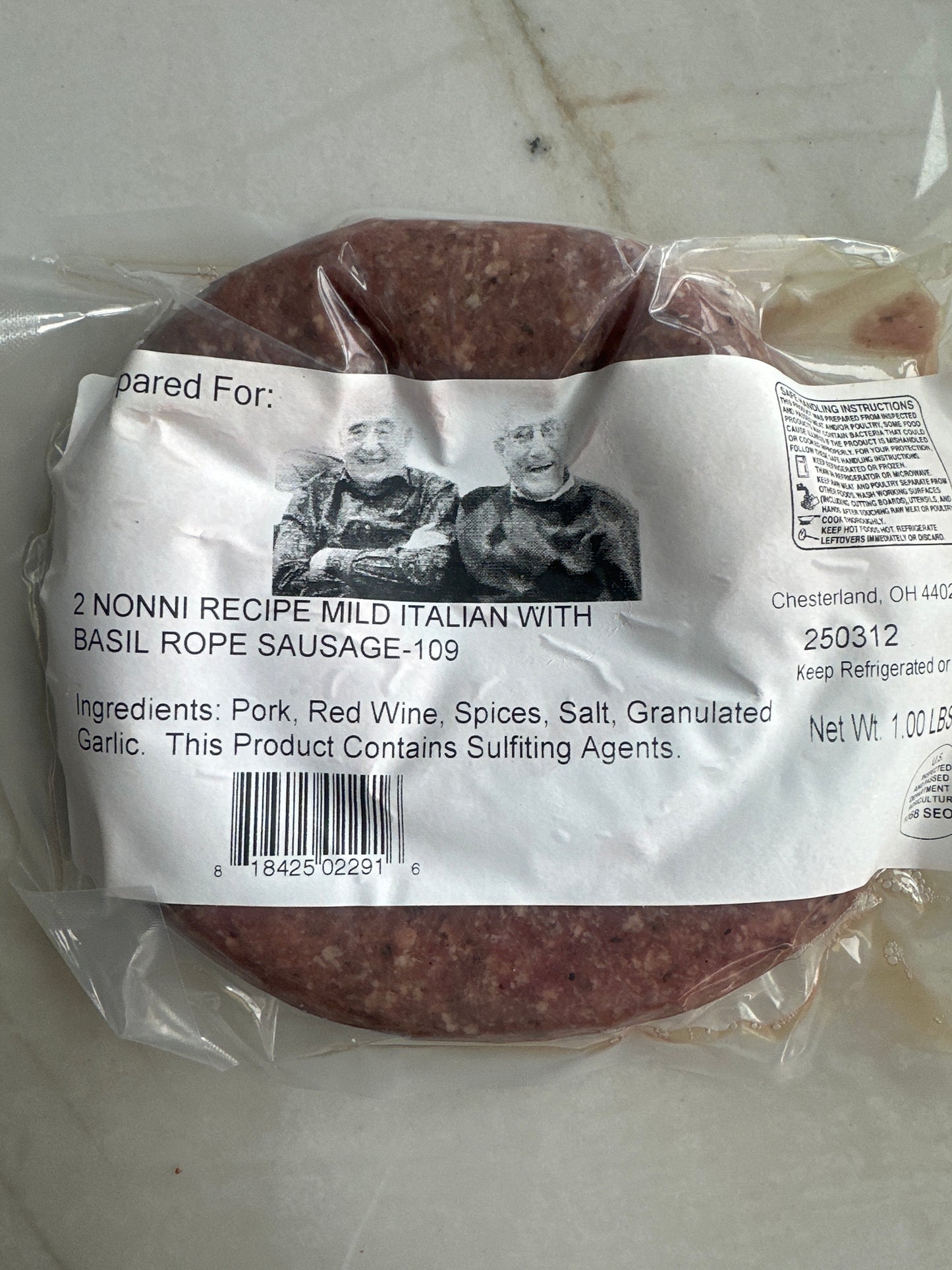 Mild Italian Sausage with BASIL