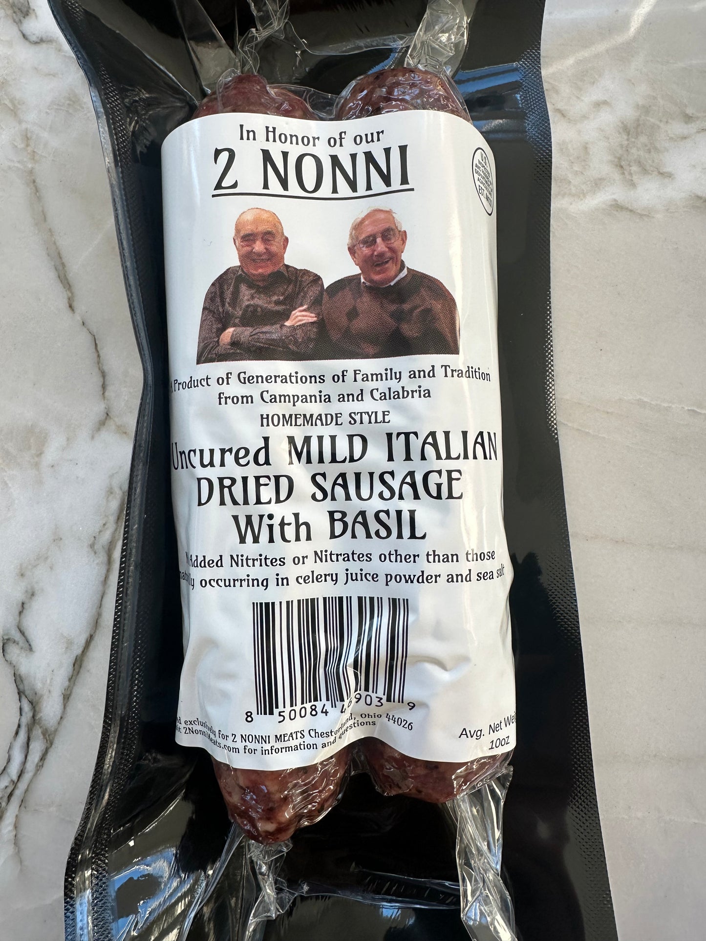Uncured Mild Italian Dried Sausage with Basil