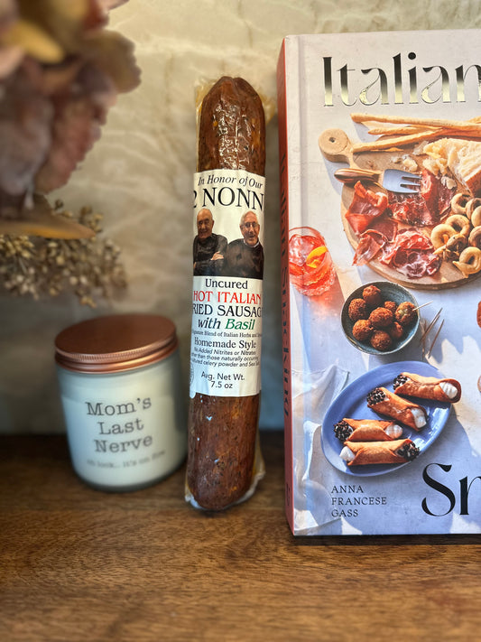 Uncured Hot Italian Dried Sausage with Basil