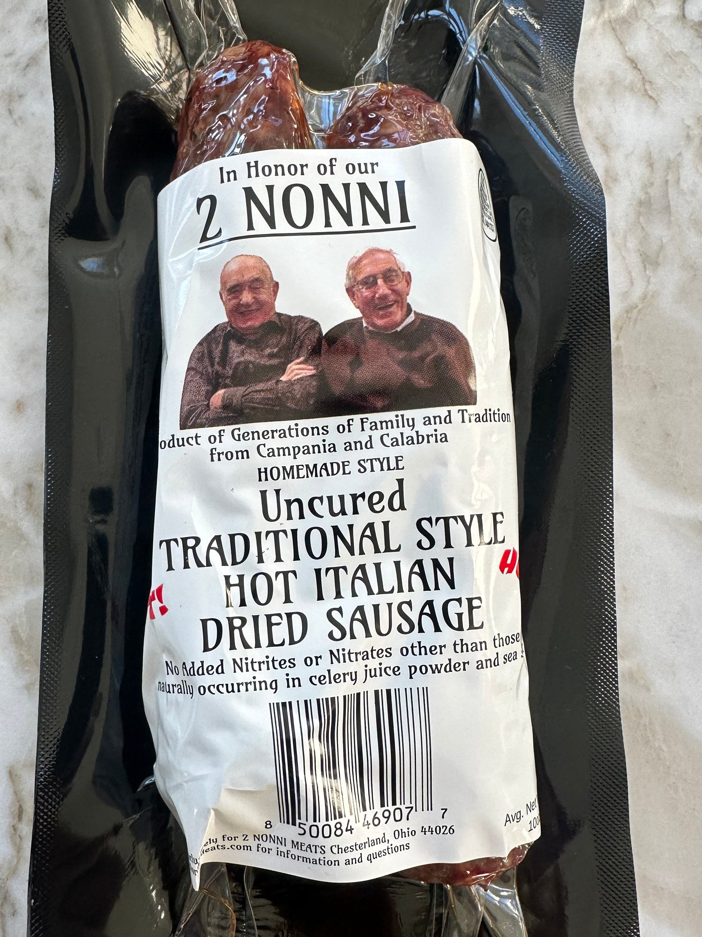 Uncured Traditional style HOT Italian Dried Sausage
